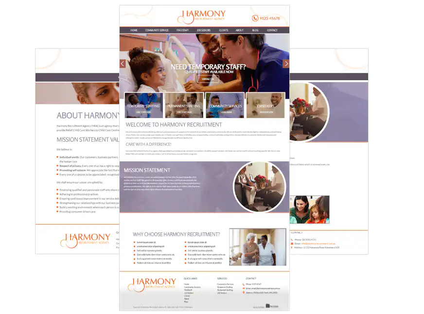 Harmony Recruitment web design Perth