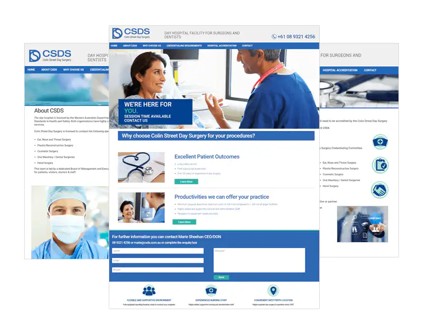 Day Hospital Facilities for Surgeons and Dentists web design Perth
