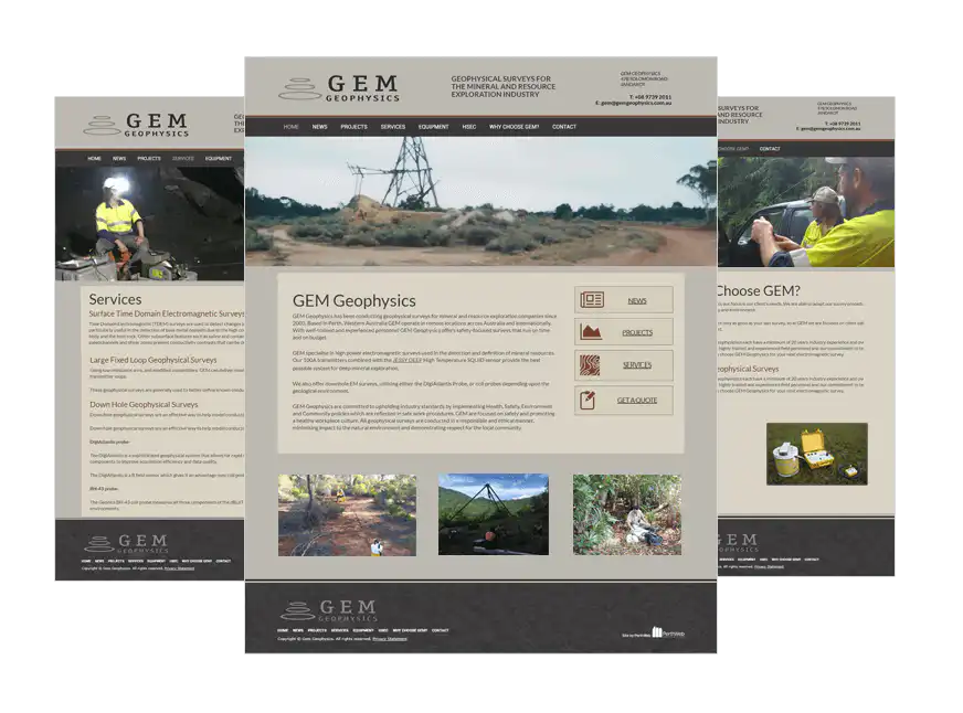 Gem Geophysics web design Perth