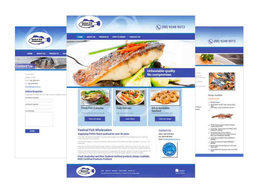 Festival Fish Wholesaler web design Perth