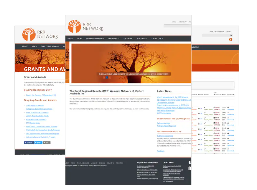 RRR Women’s Network web design Perth