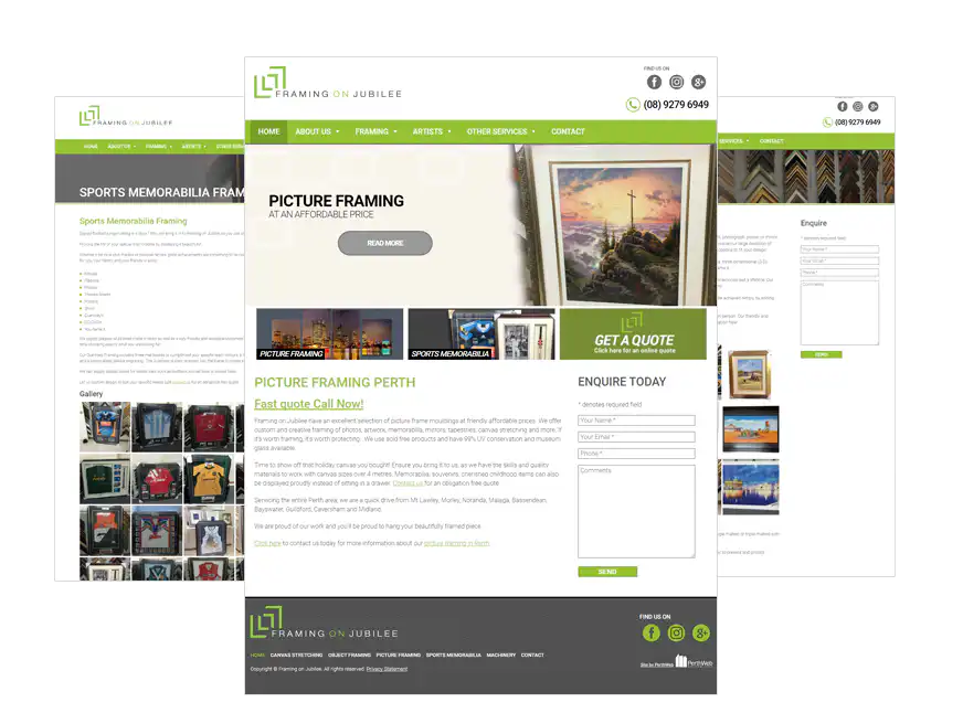 Framing on Jubilee web design Perth