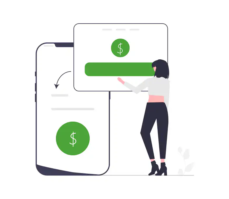 Illustration of a person transferring money