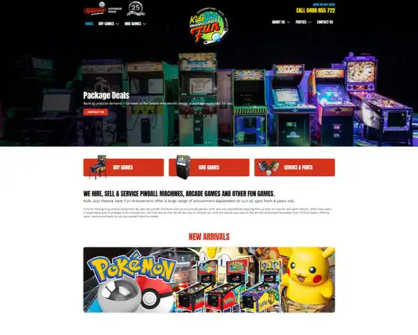 Amusements 4 Kids website design