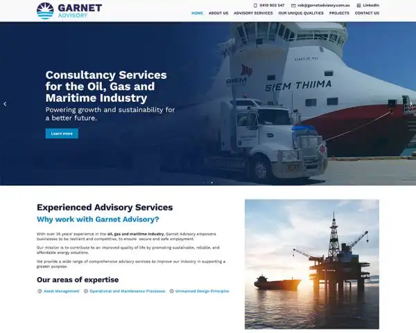 Garnet Advisory Web Design Perth