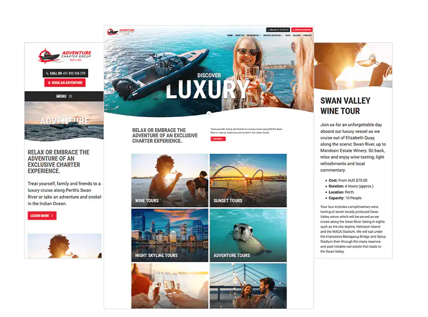 Adventure Charter Group web design Perth