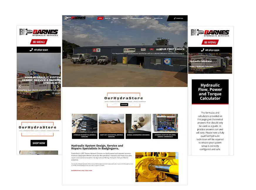 Barnes Hydraulics web design Perth