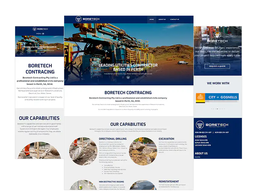 Boretech Contracting web design Perth