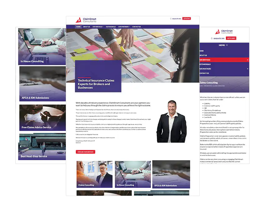 ClaimSmart Consultants web design Perth