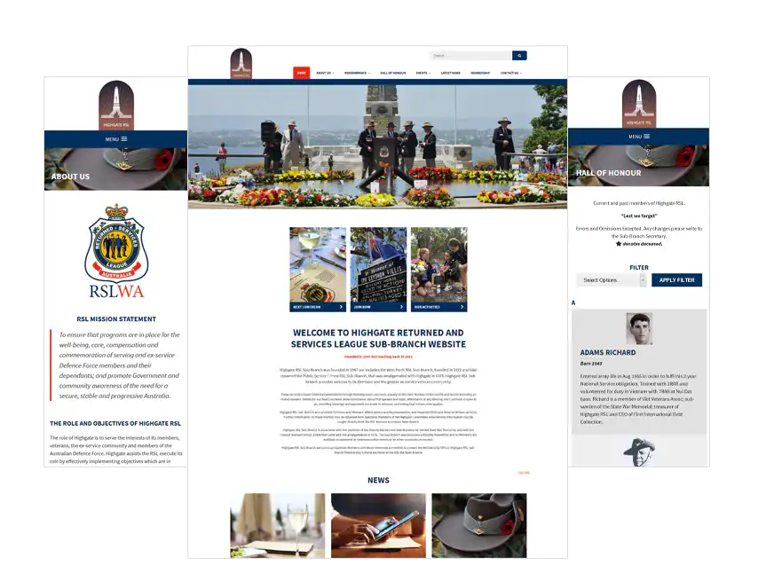 Highgate RSL web design Perth