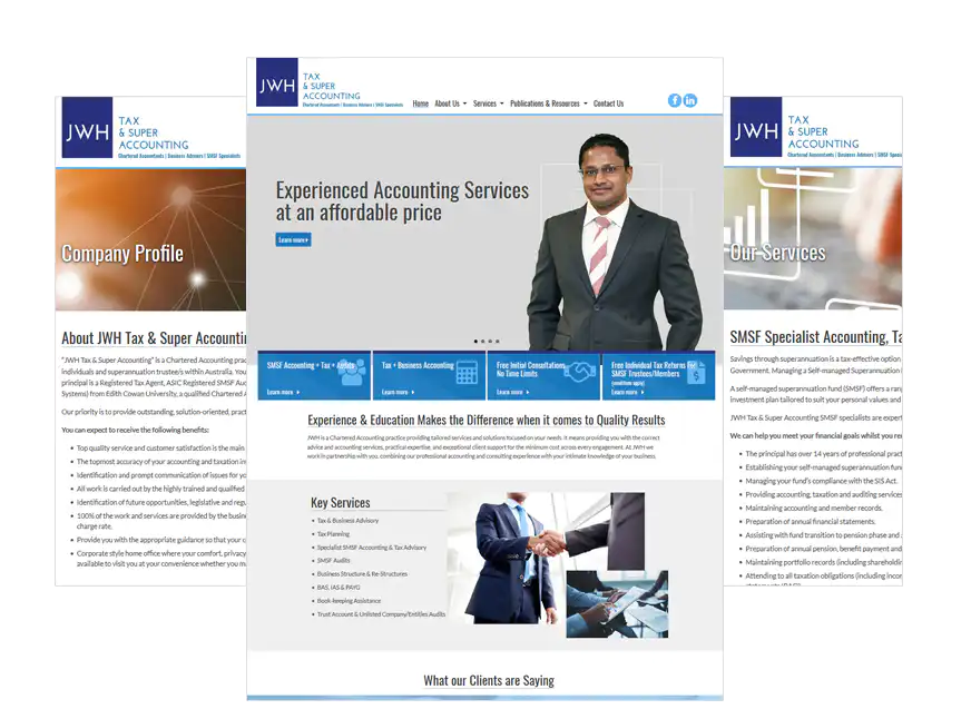 JWH Tax web design Perth