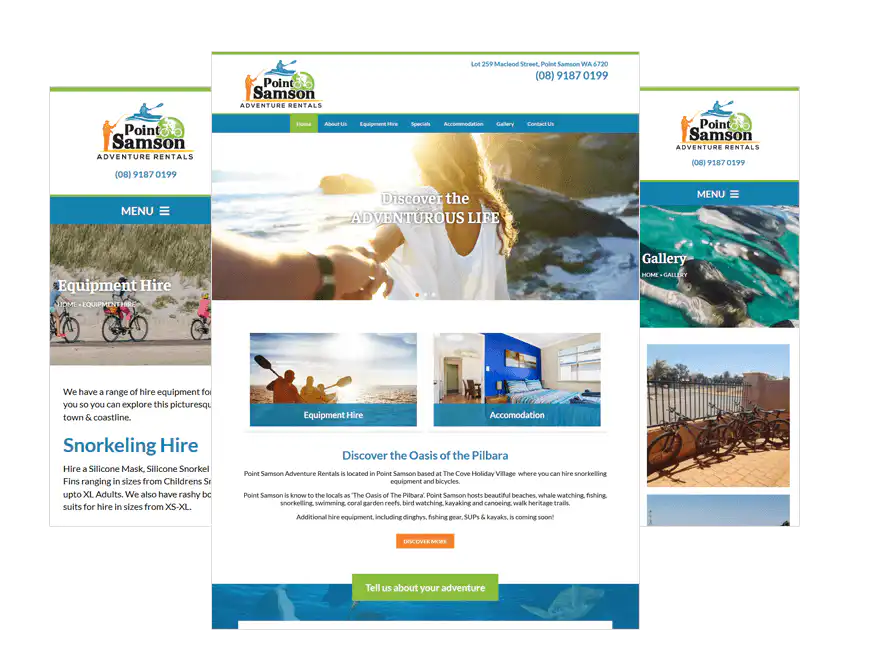 Point Samson Adventure Rentals web design Perth