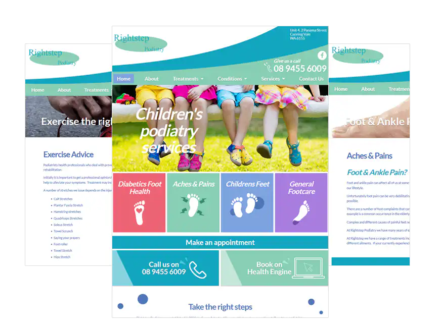 Rightstep Podiatry web design Perth