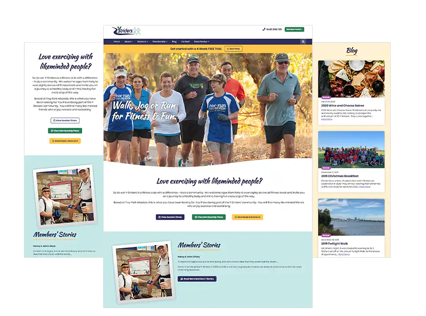 Y Striders web design Perth