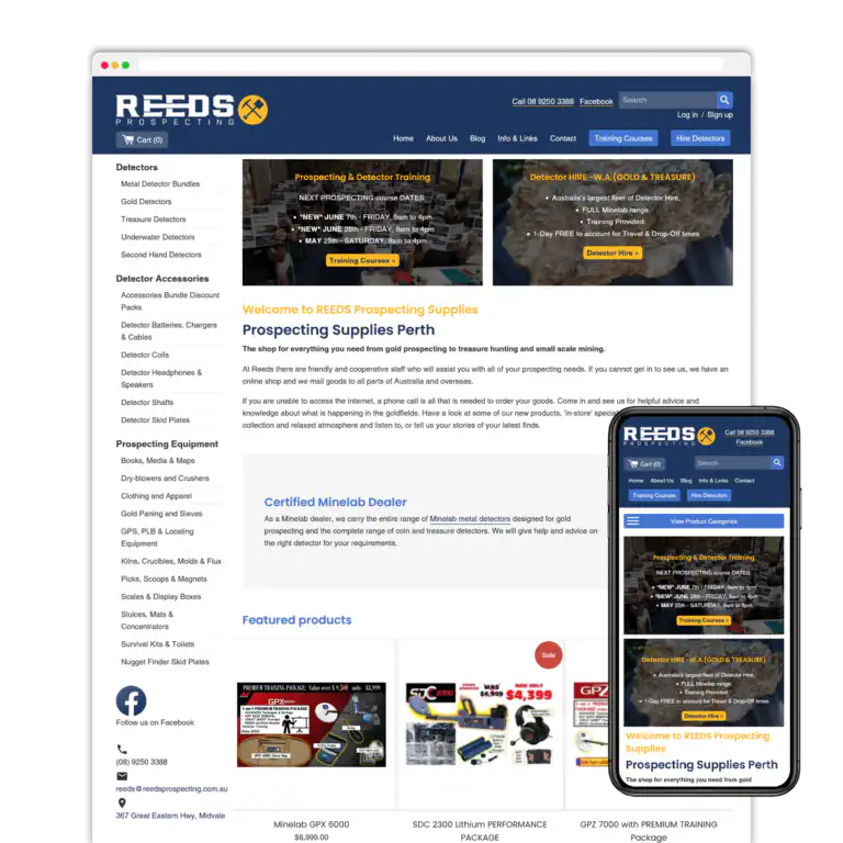 Reeds Prospecting web design Perth