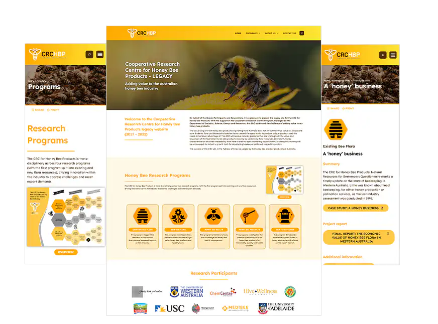 Perth website design Website Launch - Cooperative Research Centre for Honey Bee Products