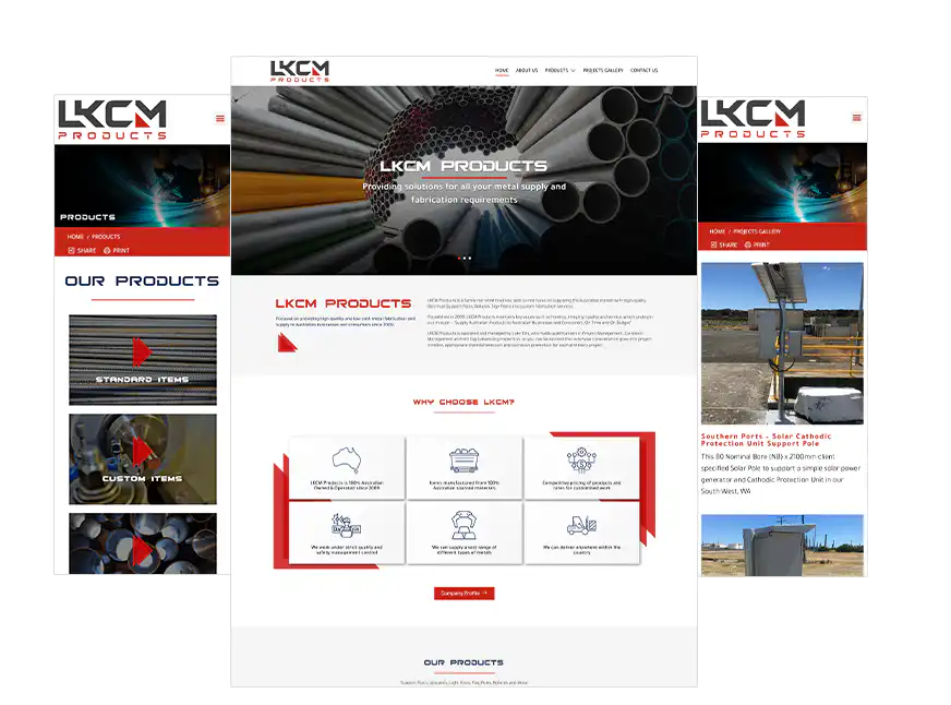 Perth LKCM Products web design