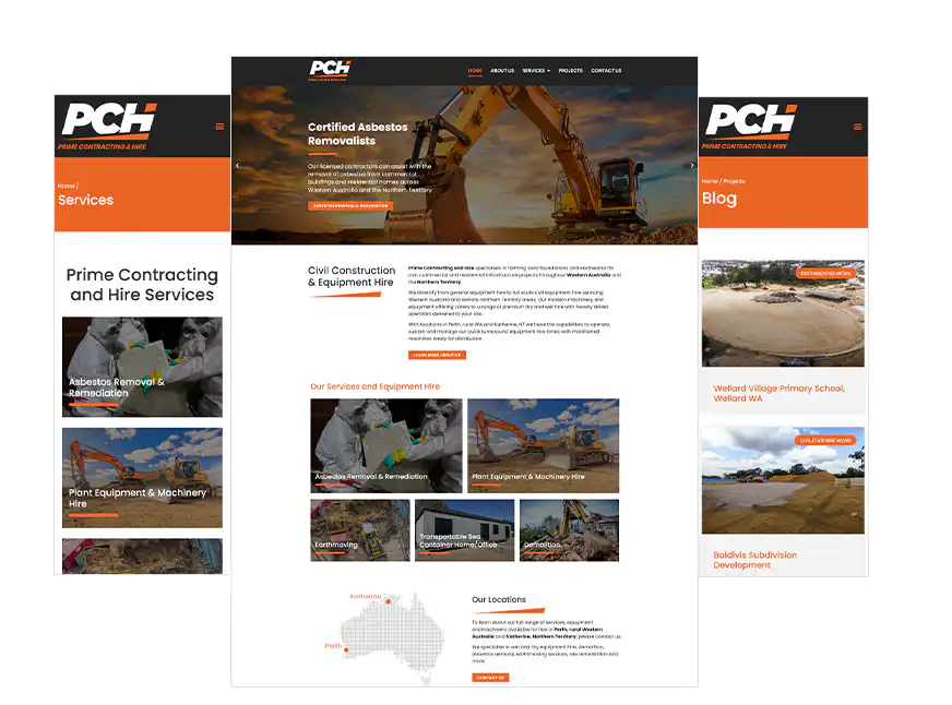 PCH Prime Contracting and Hire website design Perth