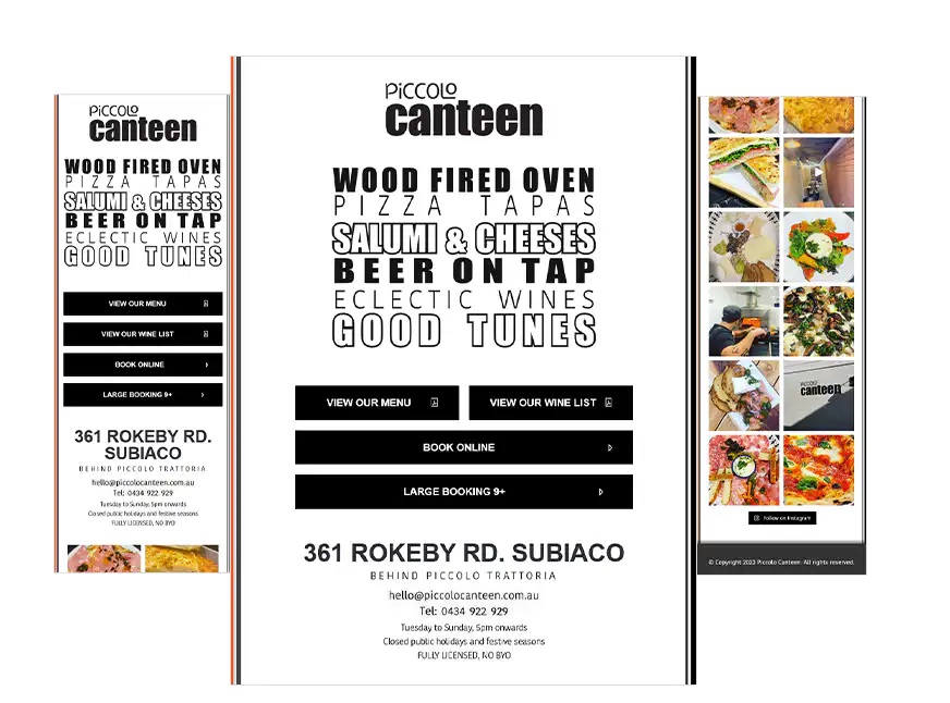 Piccolo Canteen website design Perth