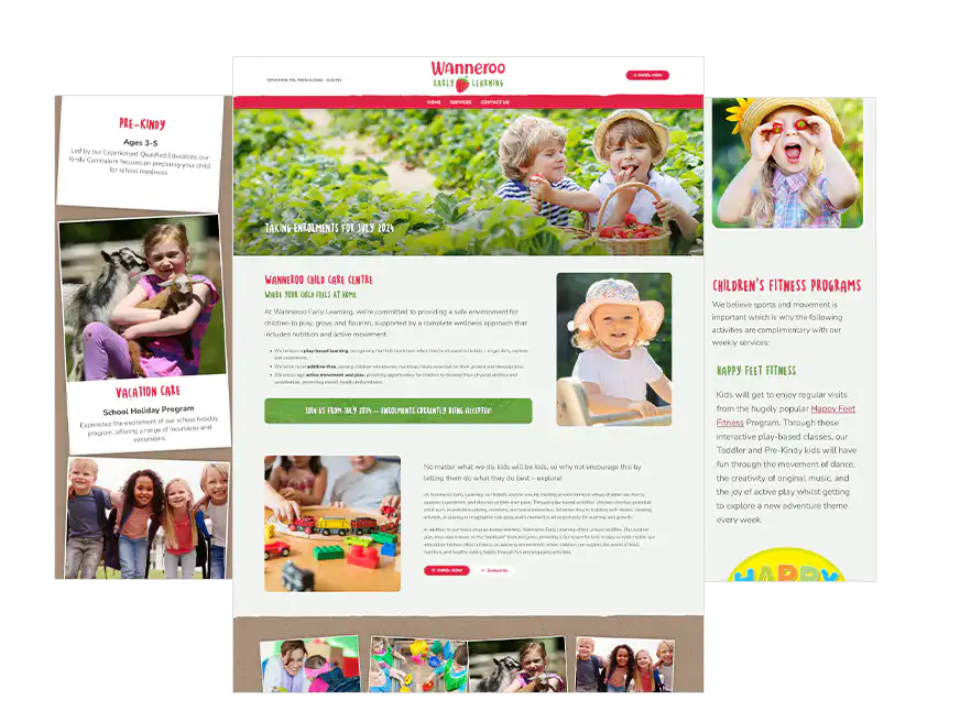 Perth Wanneroo Early Learning website design