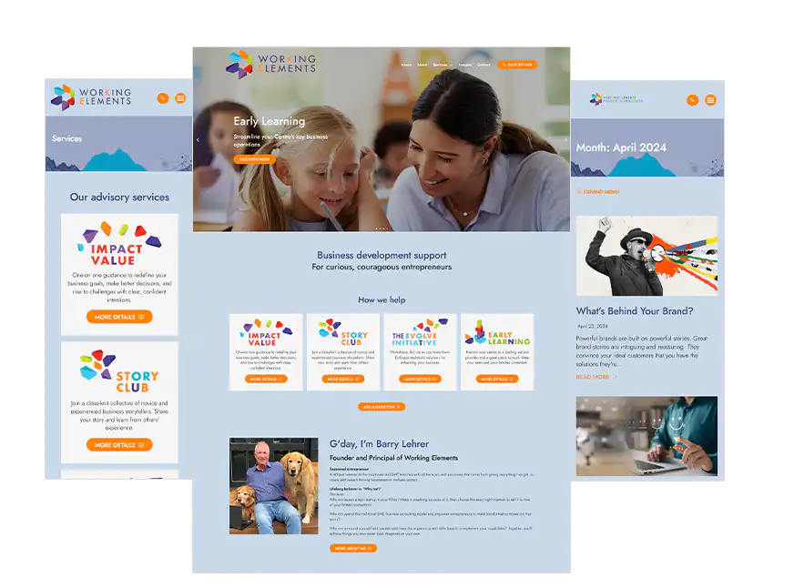 Working Elements website design Perth