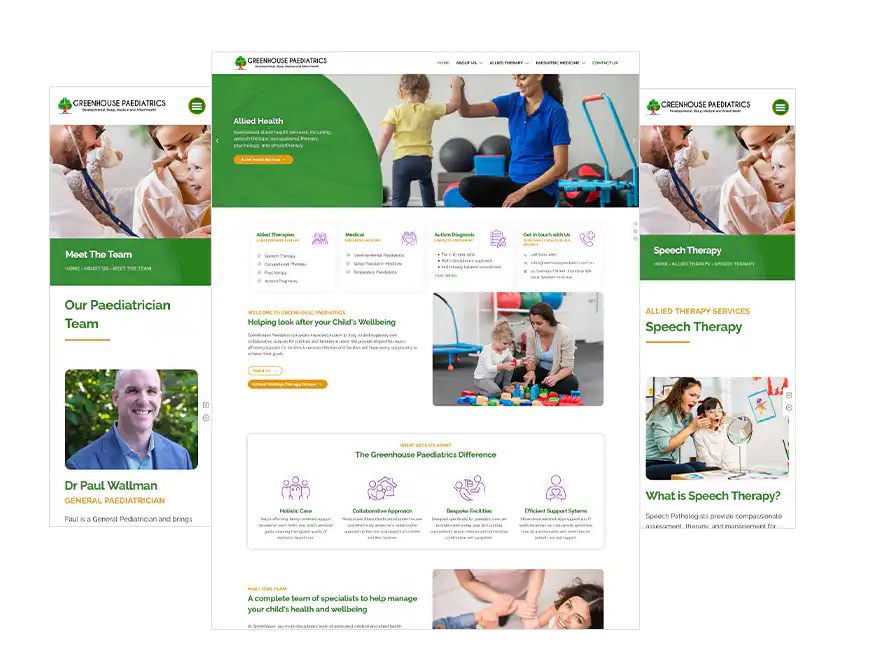 Greenhouse Paediatrics Perth web design