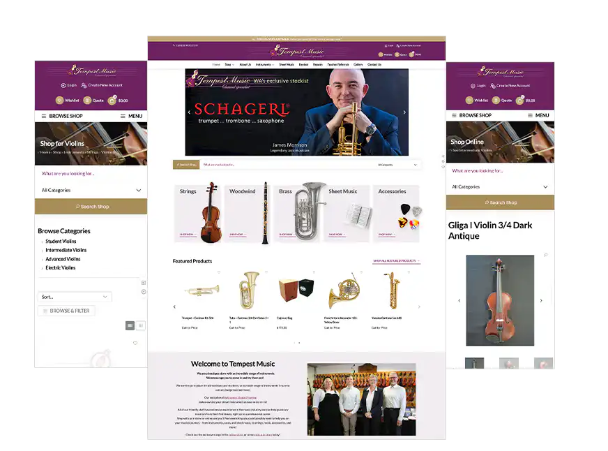 Tempest Music Perth web design