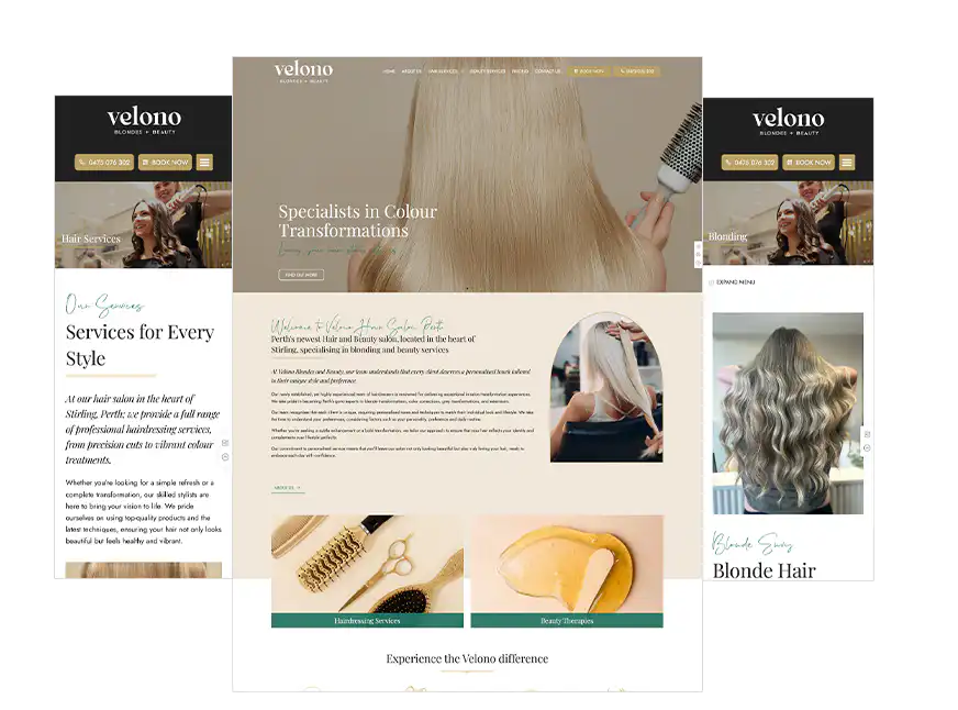 Velono Blondes + Beauty web design Perth