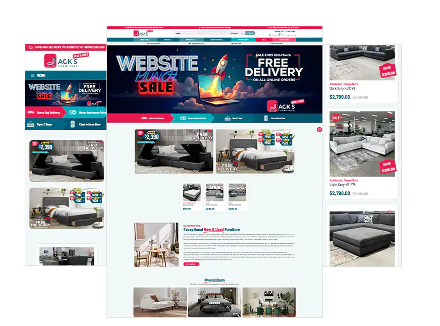 Jacks Furniture web design Perth