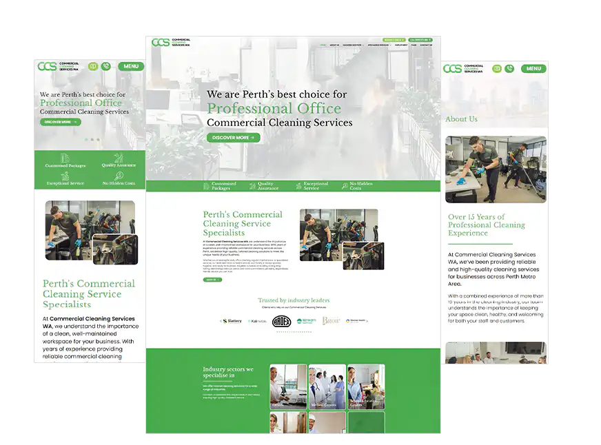 Commercial Cleaning Services WA website design