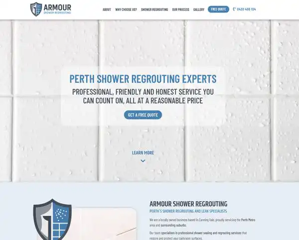 Website design Perth Armour Shower Regrouting