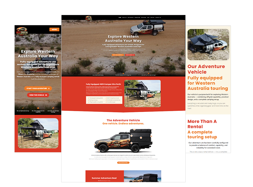 Red Earth Adventure Rentals Website Design